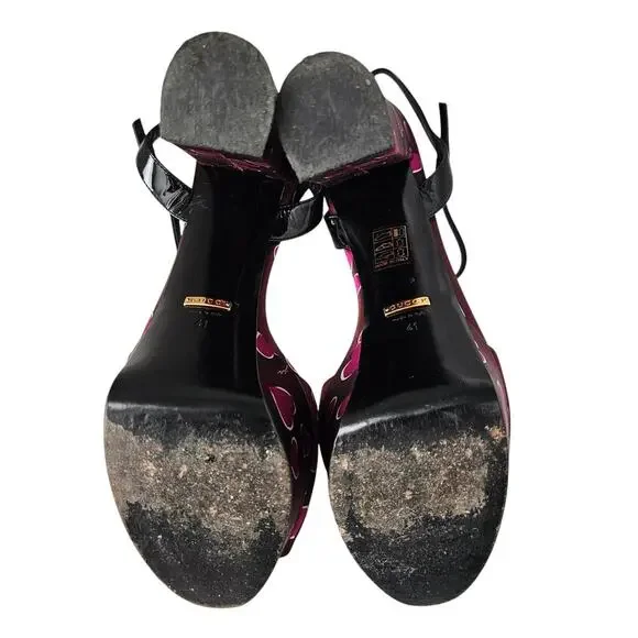 Gucci Claudie Horsebit Platform Block Heel Sandal Size 41 US 11 Pink Heart - Picture 6 of 8